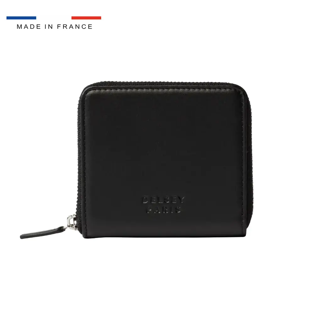 Portefeuille zip en cuir lisse Delsey